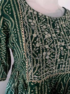 Designer Green Kurta Set with Sharara