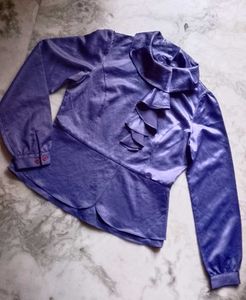 Stylish purple Ruffle Neck Top