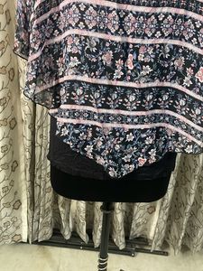 Chic Floral Print Poncho Top