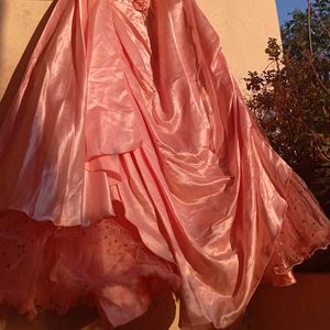 Hot Pink Gown For Girls With Detachable Shrug🎉
