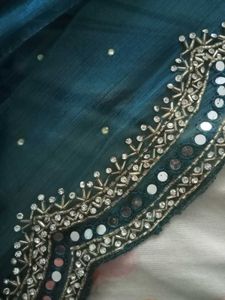 Stunning Teal handwork Embellished Saree