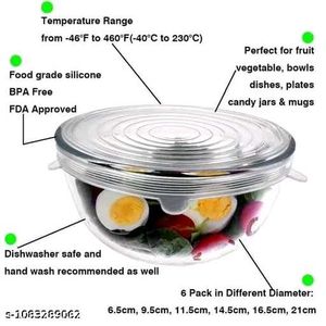 Silicon stretchable lids pack of 6