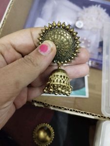 Golden colour long earings for party