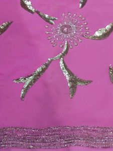 Vibrant Pink Sequined Saree