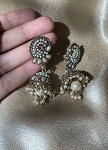 Elegant Jhumka Earrings with Pearls