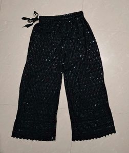 Black Sequins Palazzo Pants | Size S
