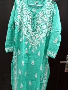 !SALE! SeaGreen Chickankari Handwork Cotton Kurta