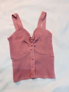Cute Pink Button-Front Tank Top