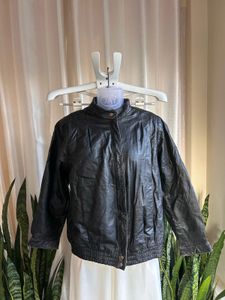 Vintage unisex Black Leather Jacket