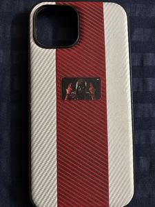 IPhone 15 Stylish Red & White Carbon Fiber case