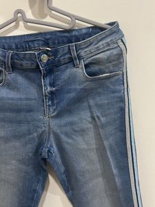 Bare Denim Stylish Blue Jeans with Side Stripe