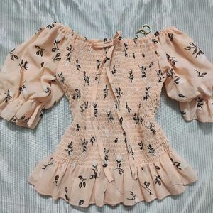 indie peachy floral blouse.