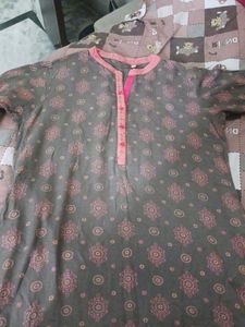 Stylish Grey Kurta with orange Print