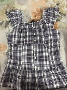 Plaid Off-Shoulder Ruffle Top