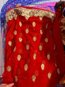 Red Embroidered Saree