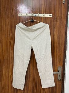 Women's Beige Striped Palazzo Pants