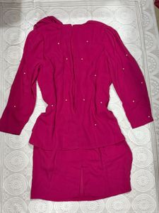 3 for 999 Chic Magenta Pearl Embellished Dress