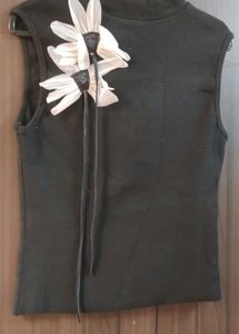 Sleeveless Top with Floral Detail