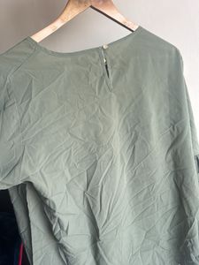 Olive Green Top with Bow Detail on sleeves