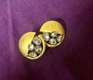 Exquisite Gold Tone Studded Earrings
