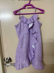 Purple Floral Ruffle Mini Dress