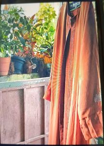 Elegant Orange Abaya Style Gown