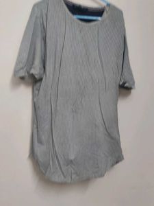 Gray Striped Casual Top