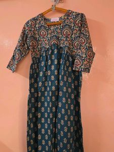 Teal blue beautiful Print Kurta