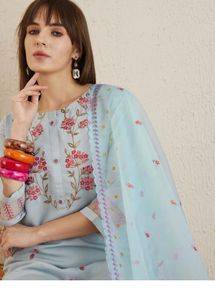 Embroidered Kurta Set with Dupatta