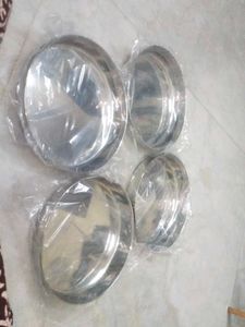 New 4 pc Stainless Steel Dinner Plate