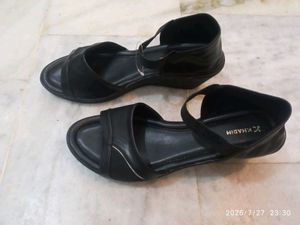 Khadim Women's Black Comfort Wedge Sandals