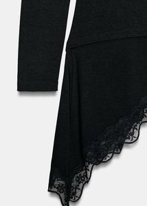 Zara Chic Asymmetrical Lace Trim Top