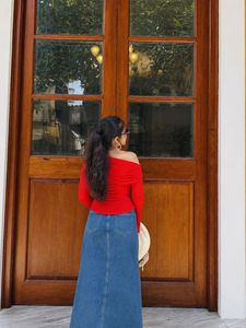 Chic Off-Shoulder Red Top