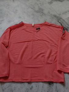 Coral Zip Detail Long Sleeve Top