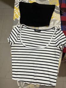 Chic Striped showing crop top and H&amp;M tube to