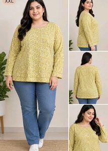 Yellow Floral Print Long Sleeve Top