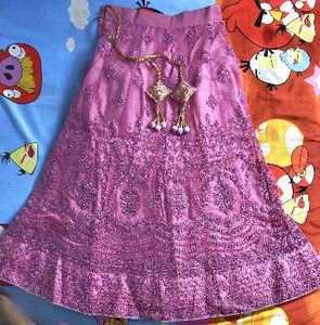 Embroidered Pink Lehenga with Can-Can &amp; Designer S