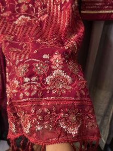Red Embroidered Kurta Pant Set