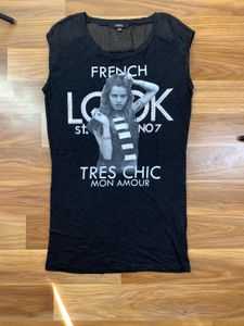 y2k Black "French Look" Graphic Tank Top