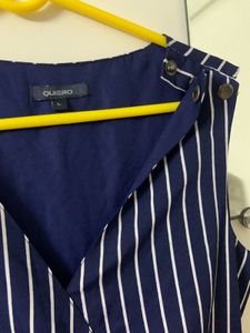 QUIERO Striped Navy Blue Jumpsuit