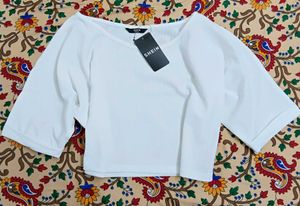 Shein boat neck batwing sleeve short texture top