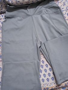 Grey Flare Leggings High Waisted