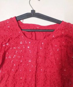 Stunning Red Sequinned Kurta
