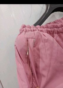 Pink parachute Pants with Patch Detail