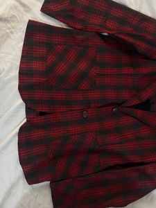 Red &amp; Black Plaid Blazer