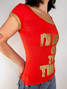 y2k iconic orange Sequin "Ahead of the Times" Top