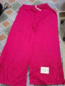 Vibrant Pink Embroidered Palazzo Pants