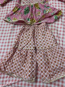 Pink Floral Kurta and Palazzo Set