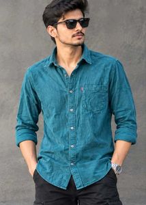 Men's Teal Button-Up Shirt