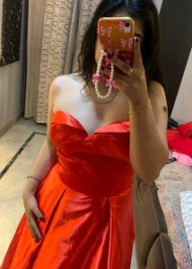 Stunning Orange Strapless Gown